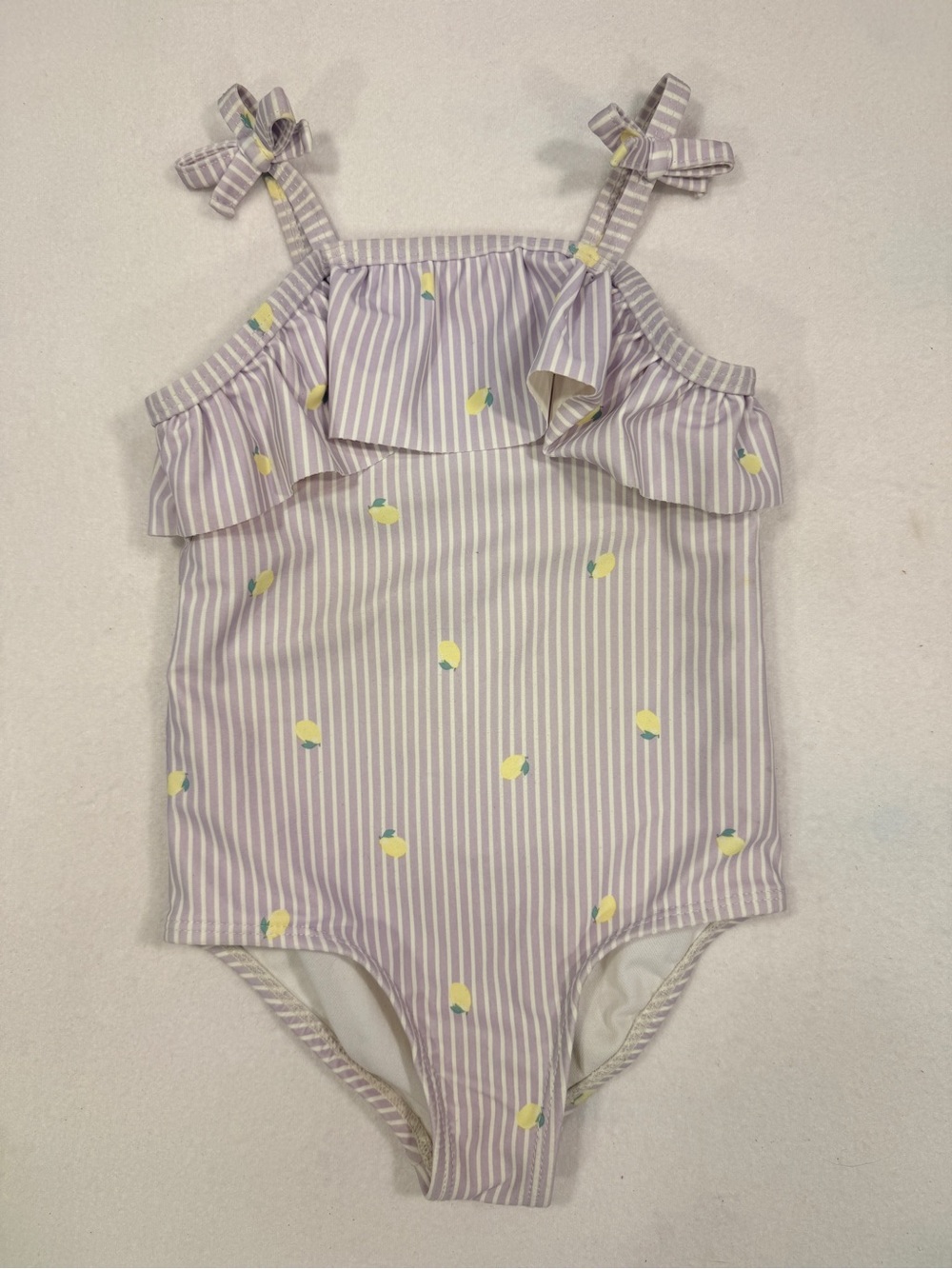 Carter's Lavender and White Striped Lemon One-Piece Swimsuit